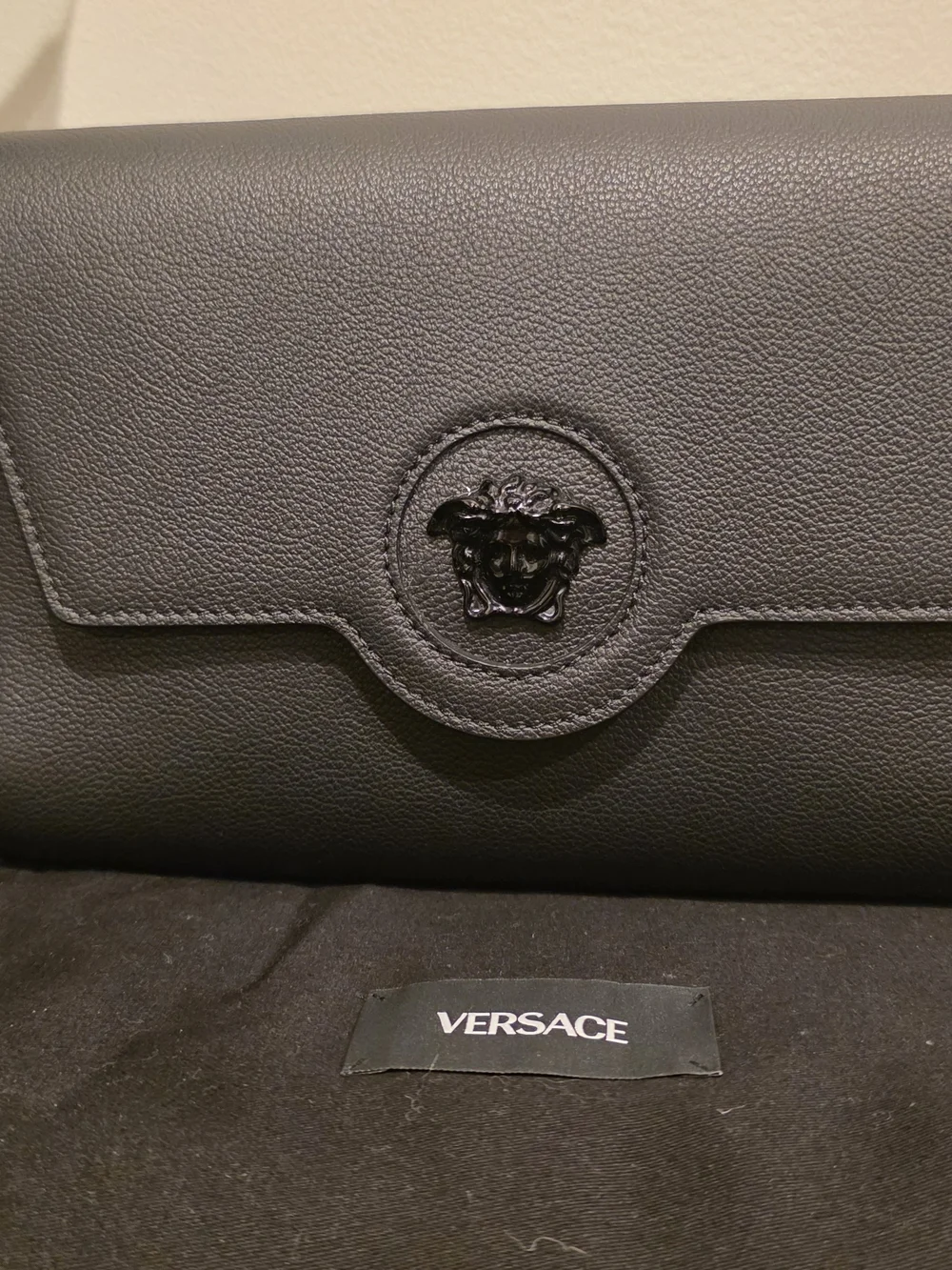 Versace La Medusa Black Leather Clutch
